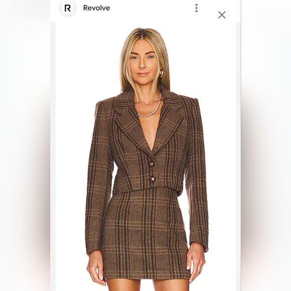 REVOLVE Jackets & Blazers - ASTR The Label Plaid‎ Cropped Blazer Brown Check Wool Look Jacket NWT S